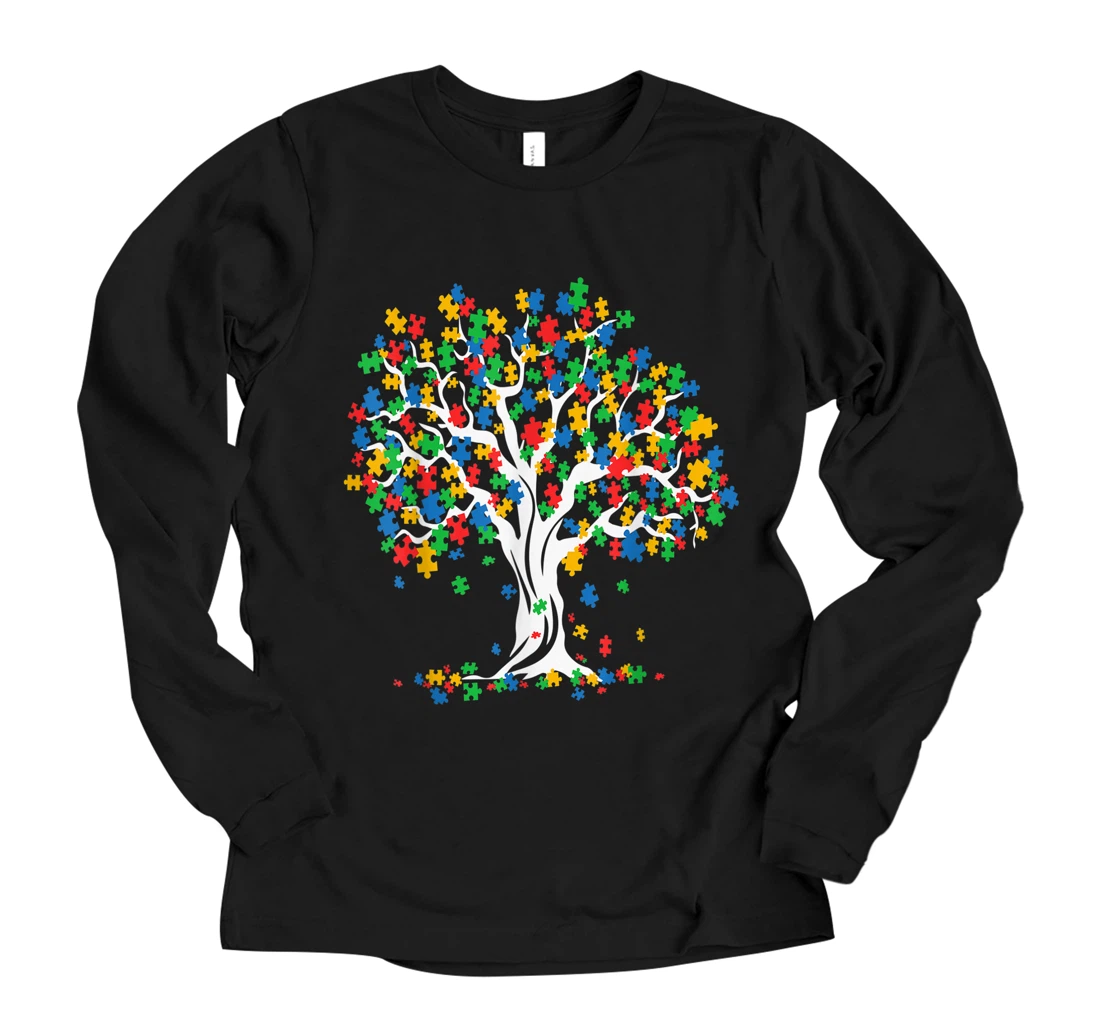 Personalized Tree Of Life Autism Awareness Month Funny ASD Supporter Gift Long Sleeve T-Shirt