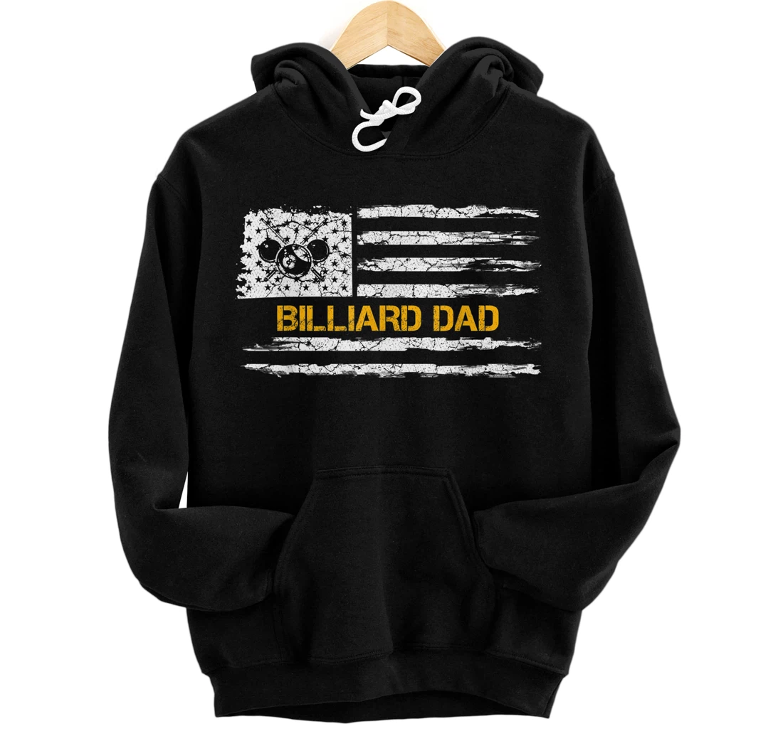 Personalized Vintage USA American Flag Proud Pool Billiard Snooker Dad Pullover Hoodie