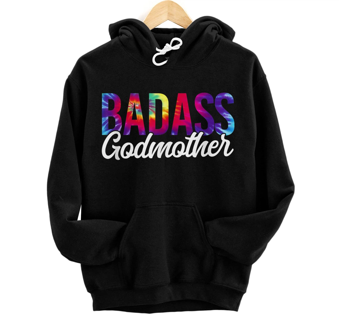 Personalized Badass Godmother Tie Dye Pullover Hoodie