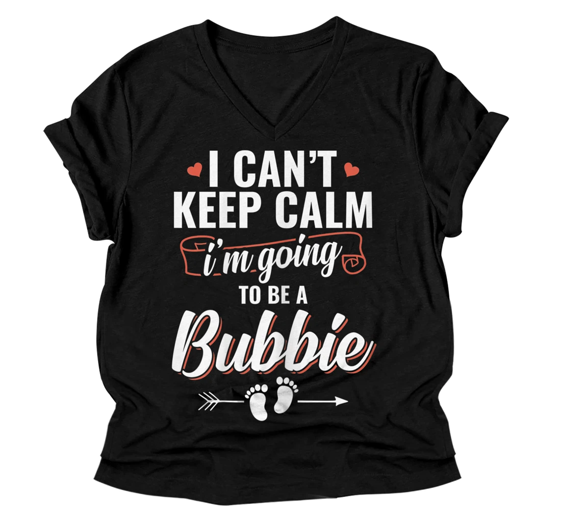 Personalized Womens I'm Going To Be a Bubbie Funny Mother's day V-Neck T-Shirt