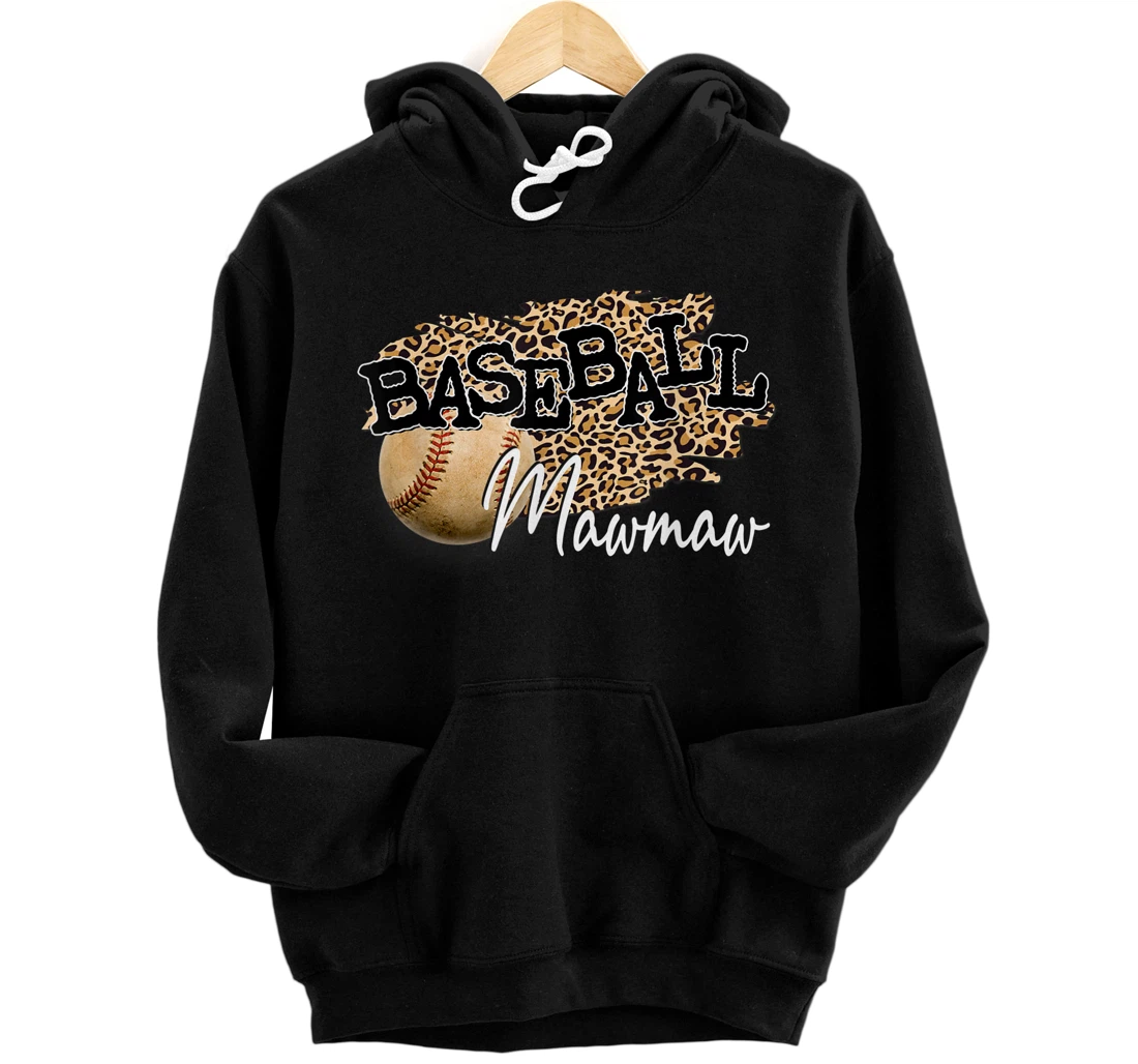 Personalized Baseball Mawmaw Leopard Mother's Day Pullover Hoodie