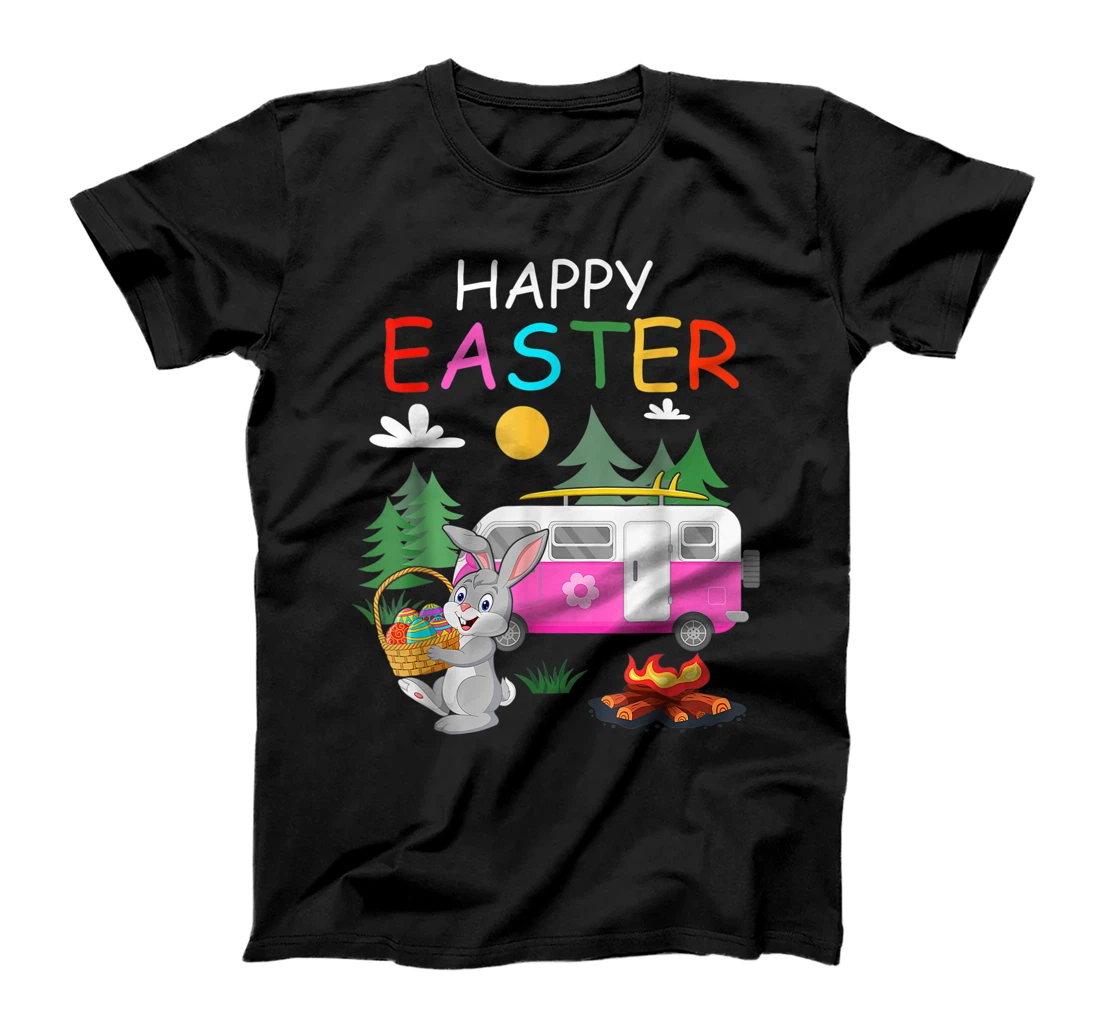 Personalized Cute Bunny Eggs Easter Camping Happy Easter Day 2021 T-Shirt, Kid T-Shirt and Women T-Shirt
