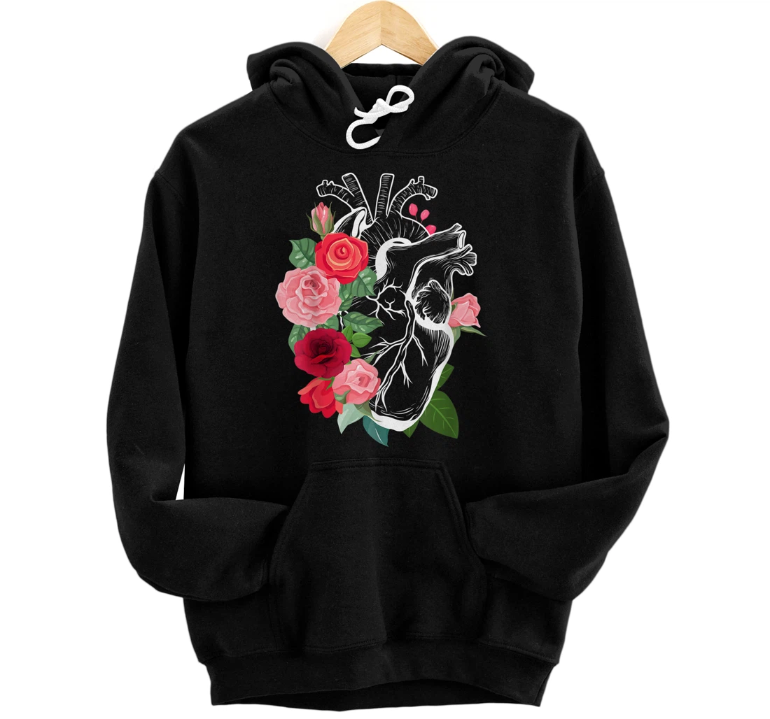 Personalized Anatomical Heart And Flowers Show Your Love Women Men Pullover Hoodie