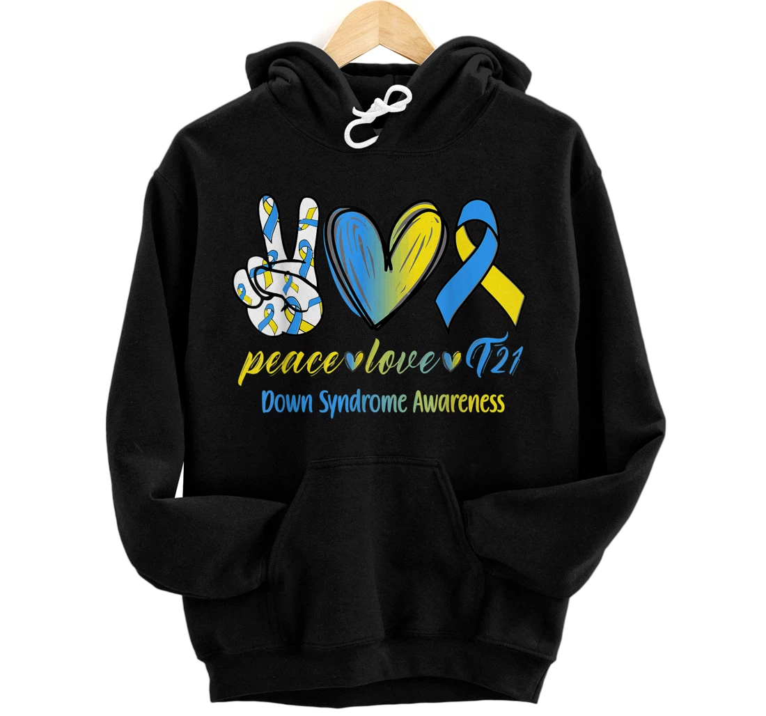 Personalized Peace Love T21 Down Syndrome Awareness Awareness Socks 3.21 Pullover Hoodie