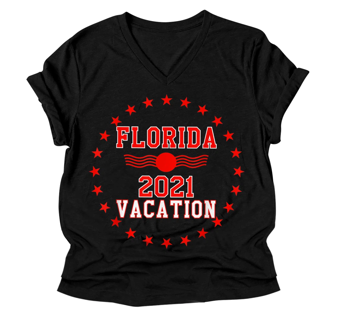 Personalized Florida Family Vacation 2021 V-Neck T-Shirt