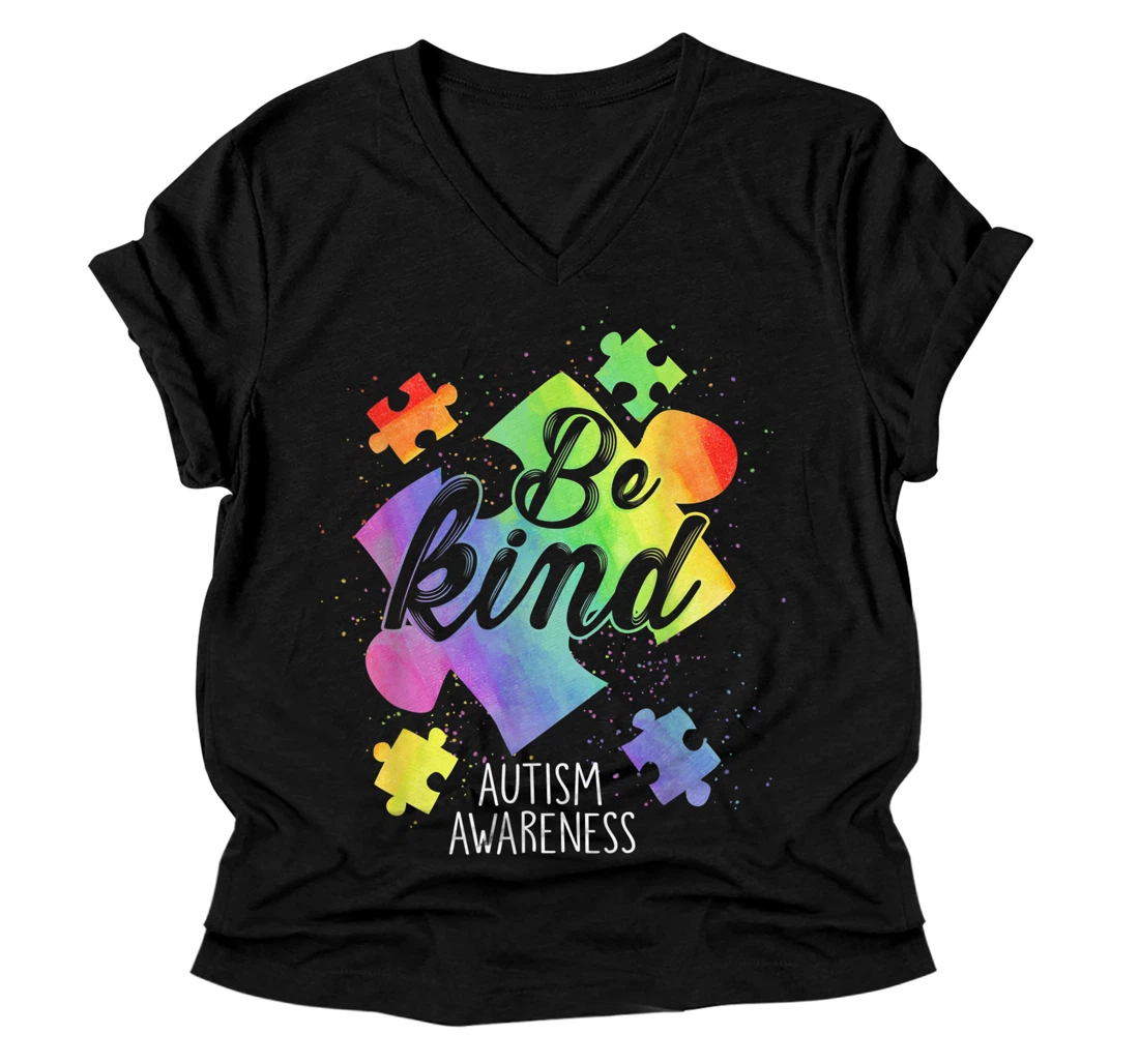 Personalized Being Kind Inspiration Autism Mom Autism Awareness Kindness V-Neck T-Shirt