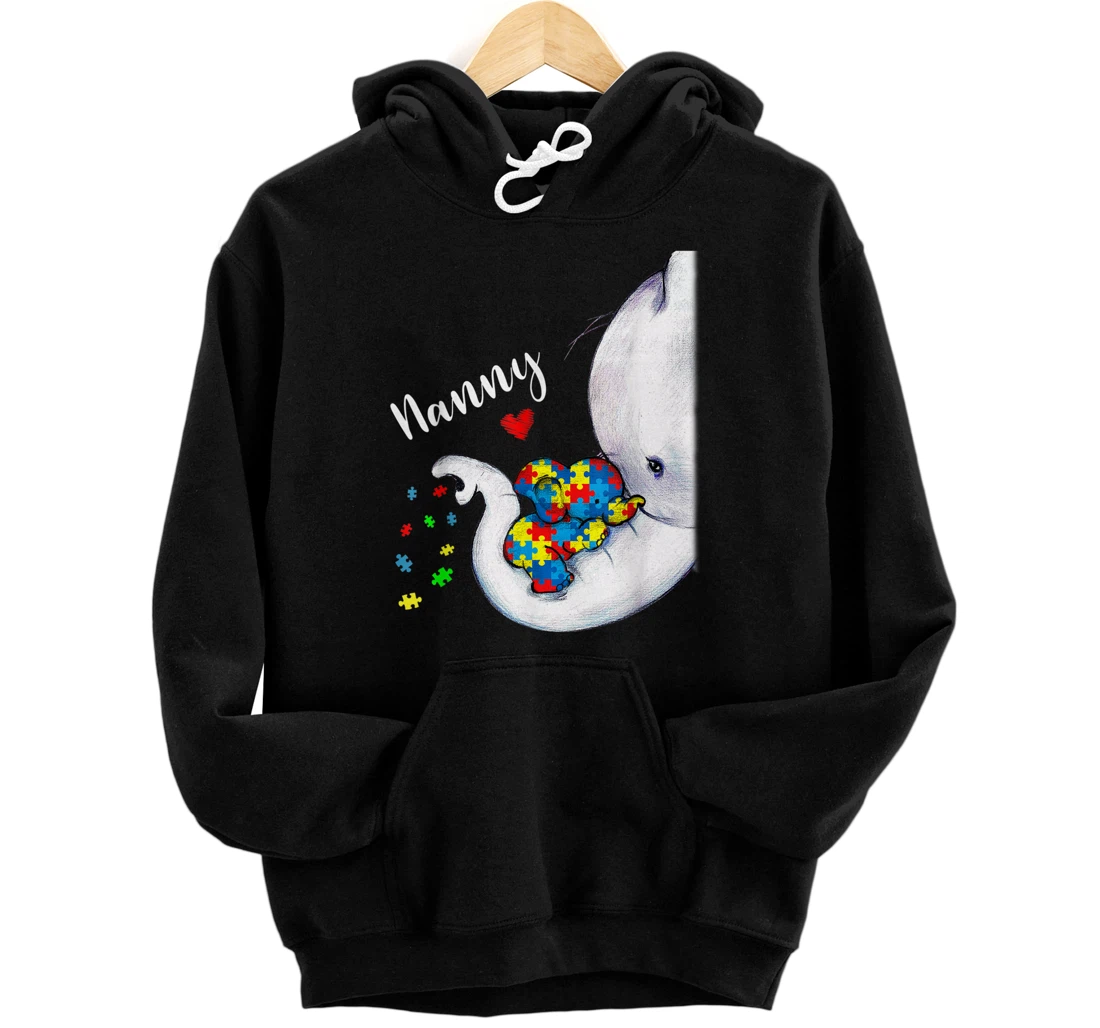 Personalized Nanny Elephant Autism Awareness Nanny Autism Gift Pullover Hoodie