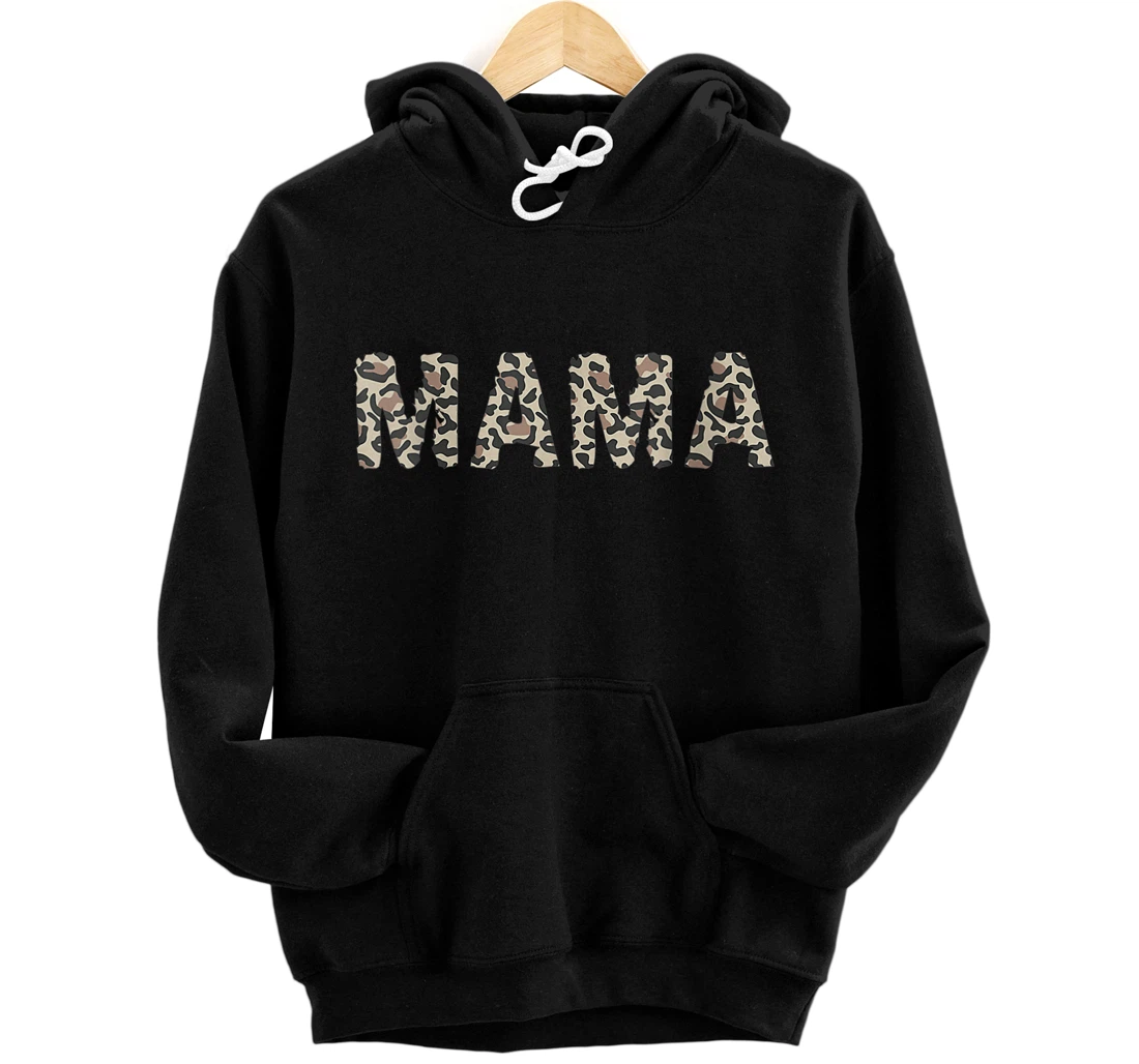 Personalized Womens Mama Leopard Cheetah Print Mother's Day Pullover Hoodie