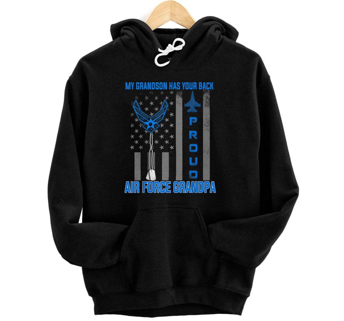 Personalized Proud Air Force Grandpa Shirt My Grandson Has Your Back Pullover Hoodie