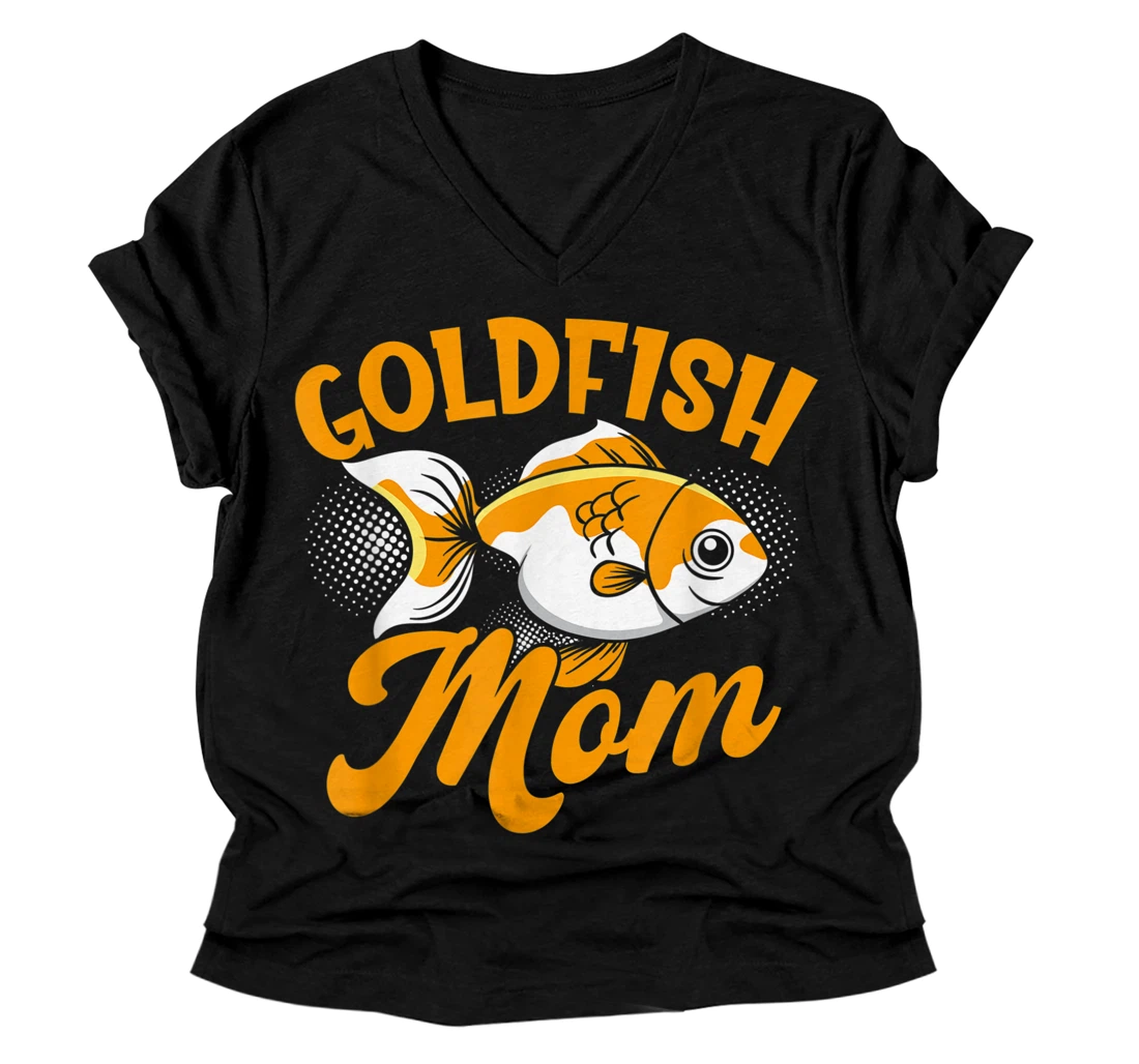 Goldfish Mom Funny Aquarium V-Neck T-Shirt