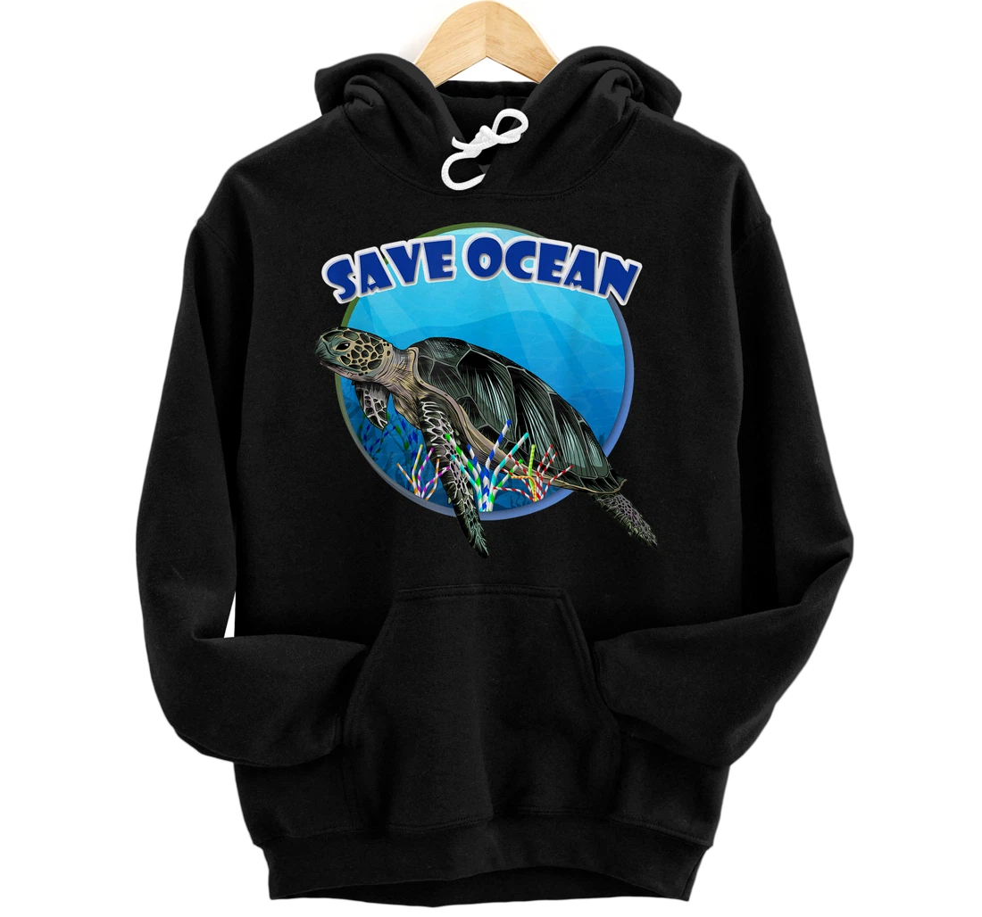 Personalized SAVE OCEAN SAVE TURTLE Pullover Hoodie