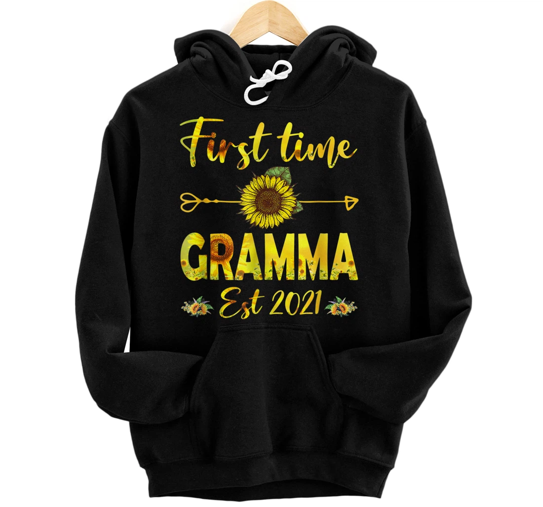 Personalized Promoted To Gramma Est 2021-First Time Grandma Sunflower Pullover Hoodie