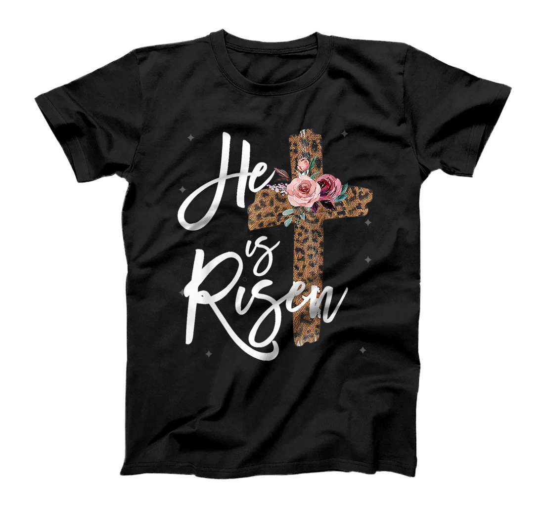 He has Risen Easter Day Shirt Jesus Cross Leopard T-Shirt, Kid T-Shirt and Women T-Shirt