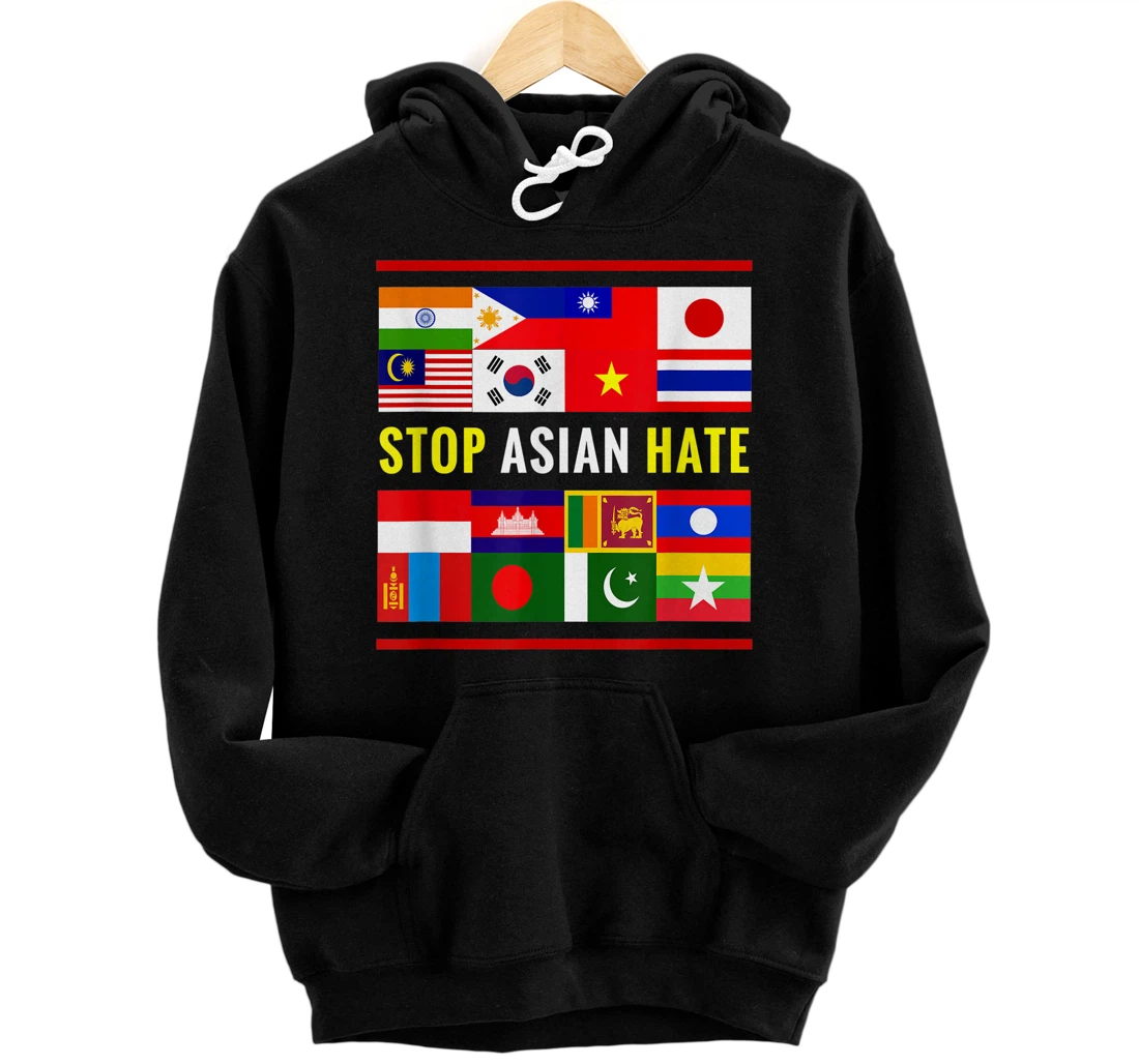 Stop AAPI Hate Support Awareness - Stop Asian Hate Flag Pullover Hoodie