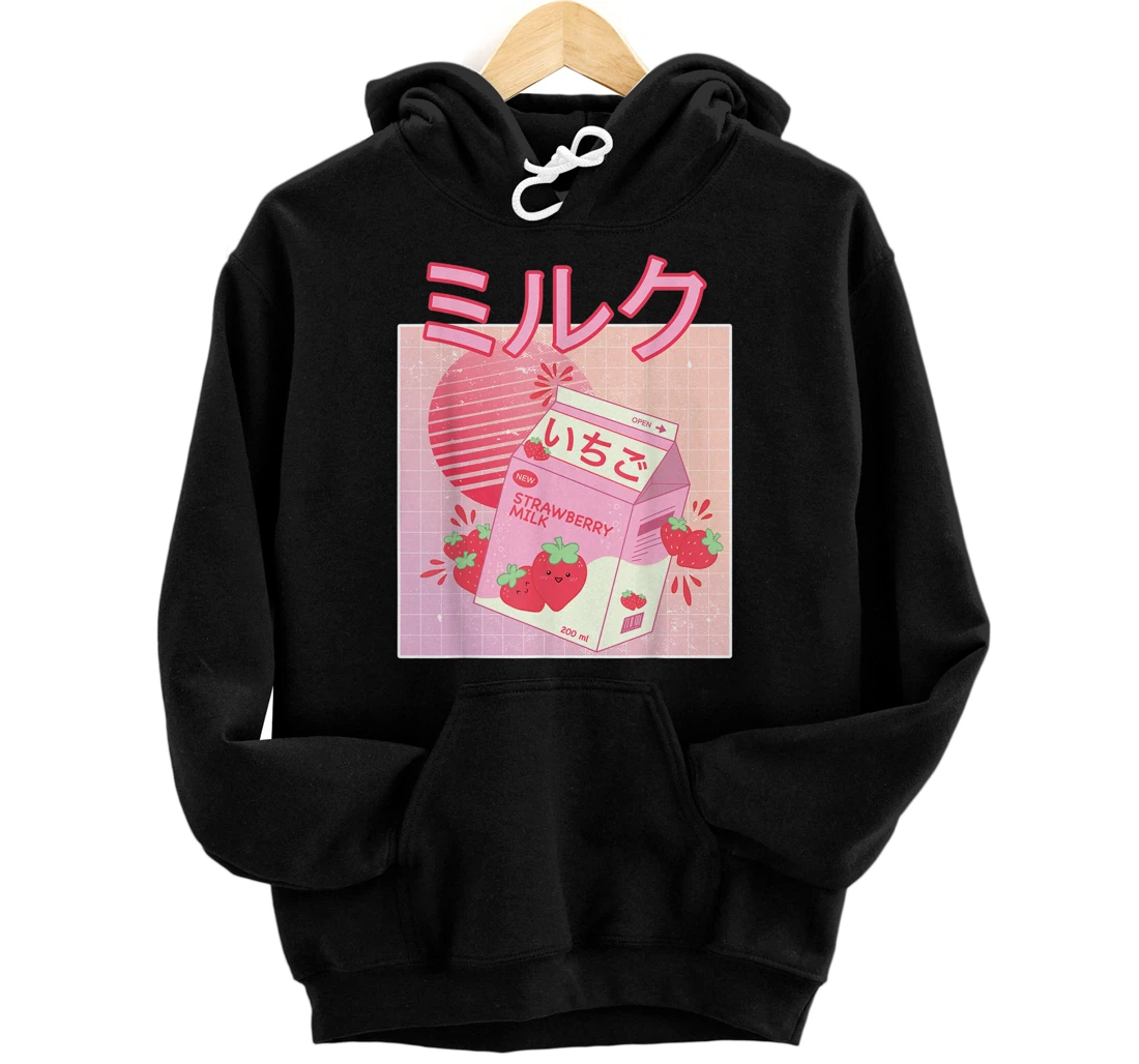 Personalized Strawberry Milk Shake Carton Funny Retro 90s Japanese Kawaii Pullover Hoodie