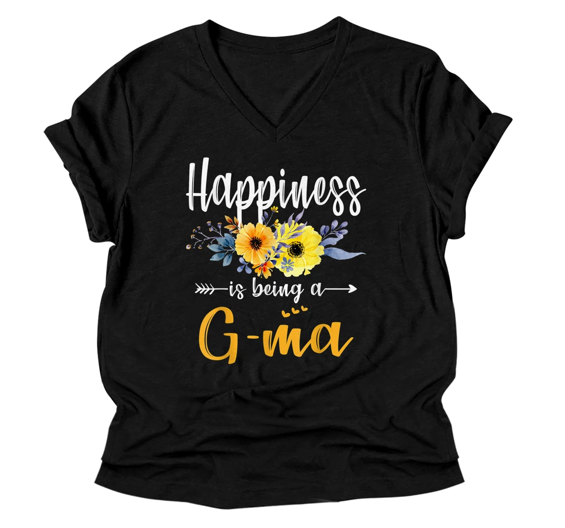 Happiness is being a G-Ma V-Neck T-Shirt For Mother day V-Neck T-Shirt