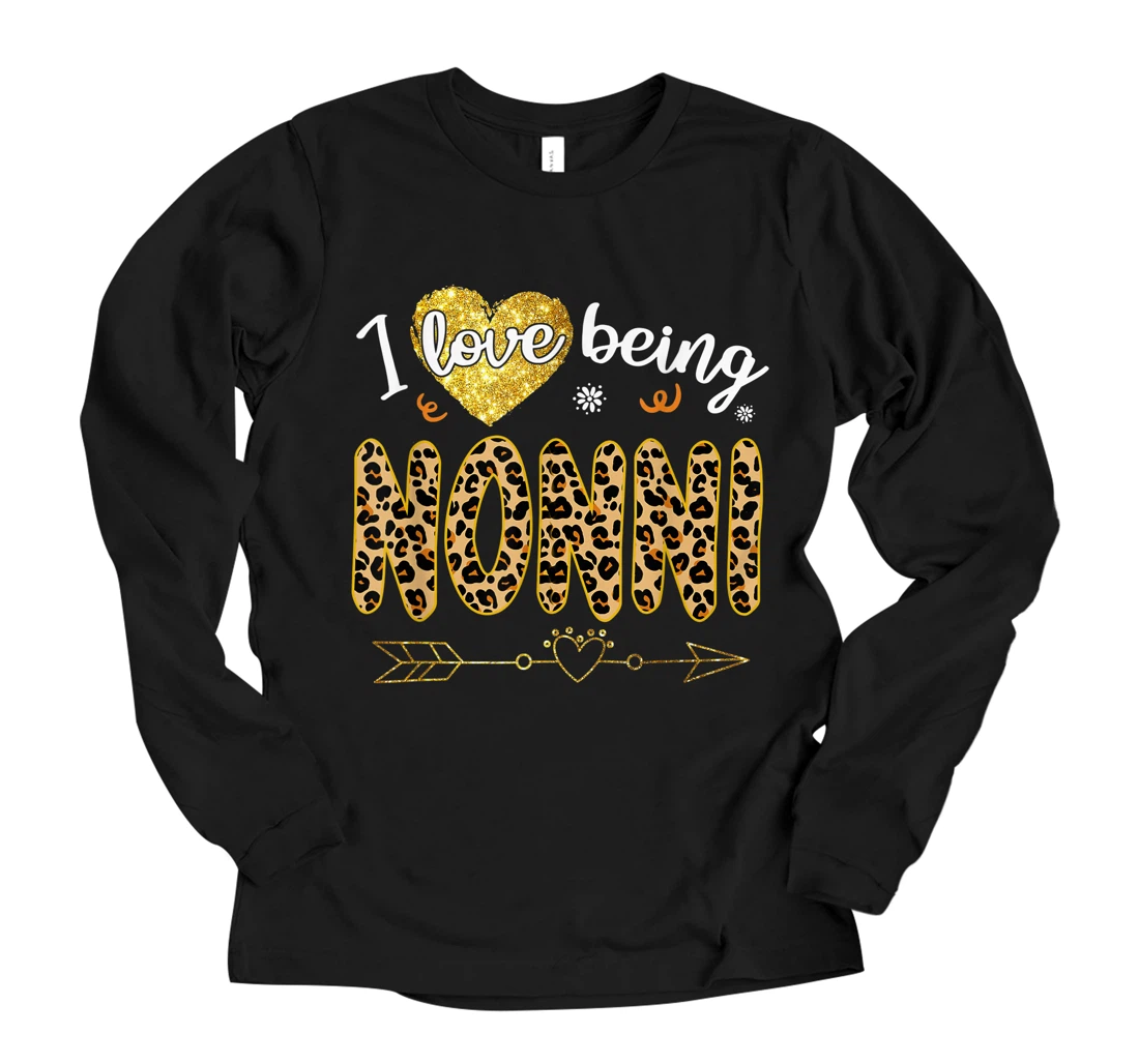 Personalized I Love Being Nonni Leopard Mother's Day Long Sleeve T-Shirt
