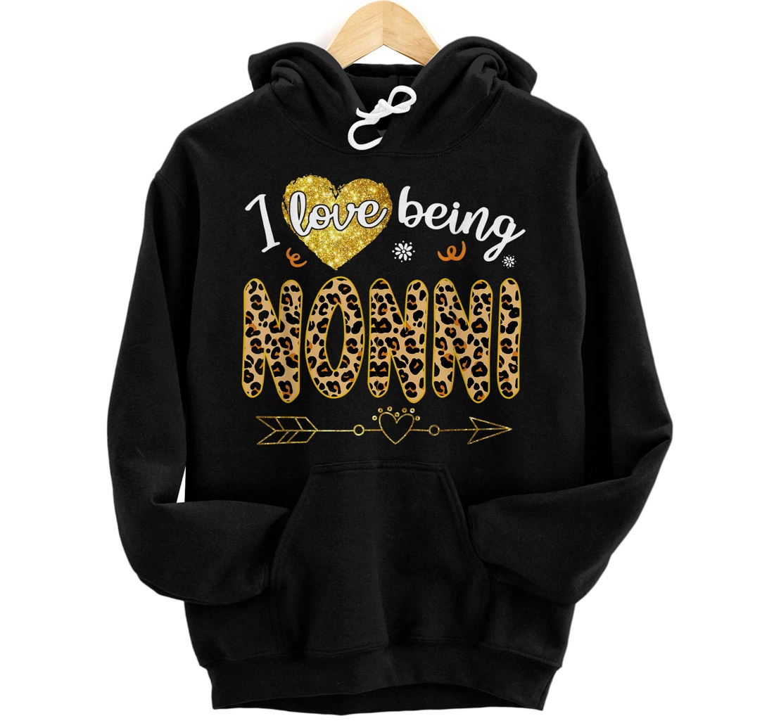Personalized I Love Being Nonni Leopard Mother's Day Pullover Hoodie