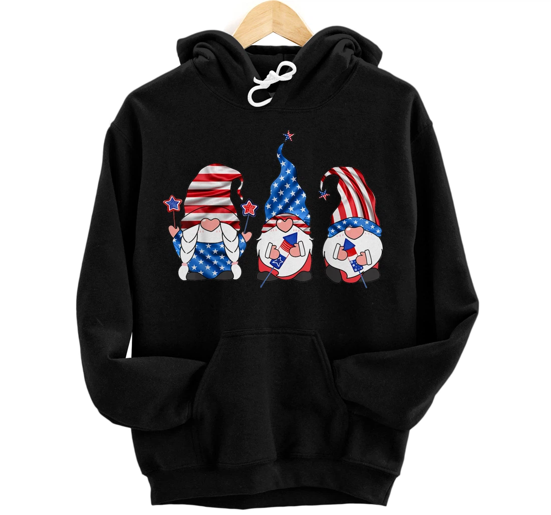 Personalized 4th Of July American Gnomes Celebrating Independence Day Pullover Hoodie