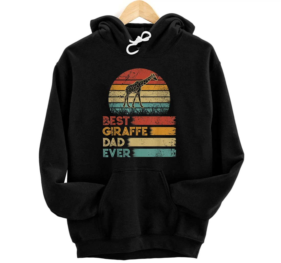 Personalized Retro Vintage Best Giraffe Dad Ever Shirts Animals Lover Pullover Hoodie