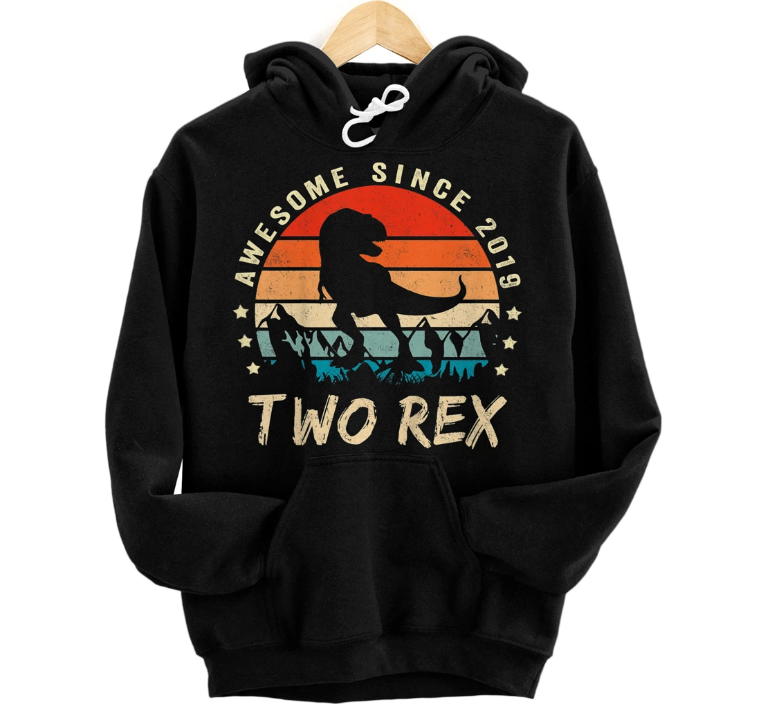 Personalized Kids Two Rex 2nd Birthday Gifts Second Dinosaur 2 Year Old Pullover Hoodie