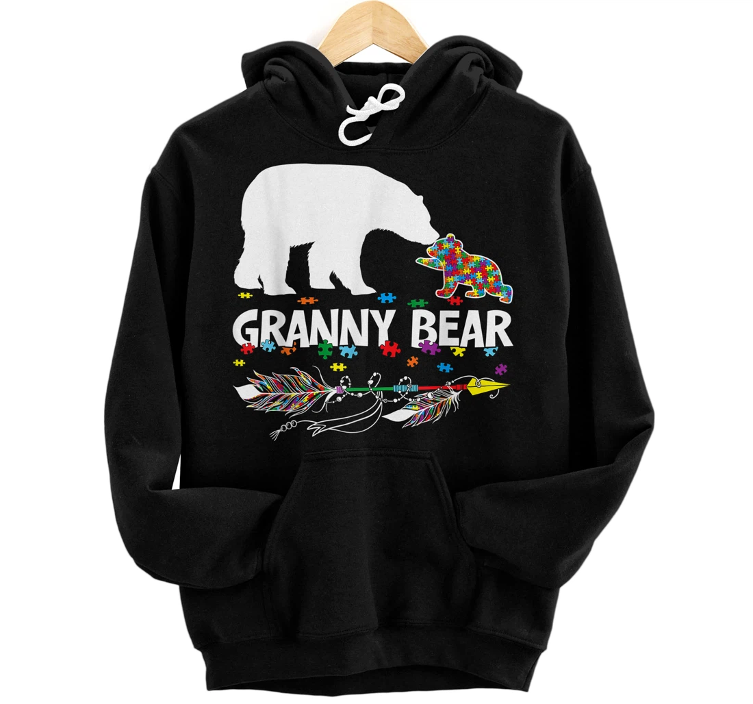 Personalized Cute Granny Bear Autism Awareness Shirt Autistic Family Pullover Hoodie