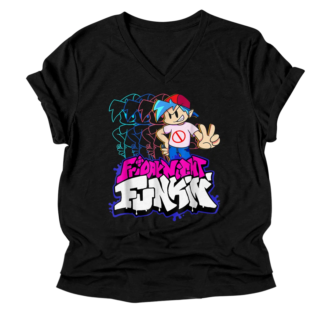 Friday Night Funkin BF V-Neck T-Shirt V-Neck T-Shirt