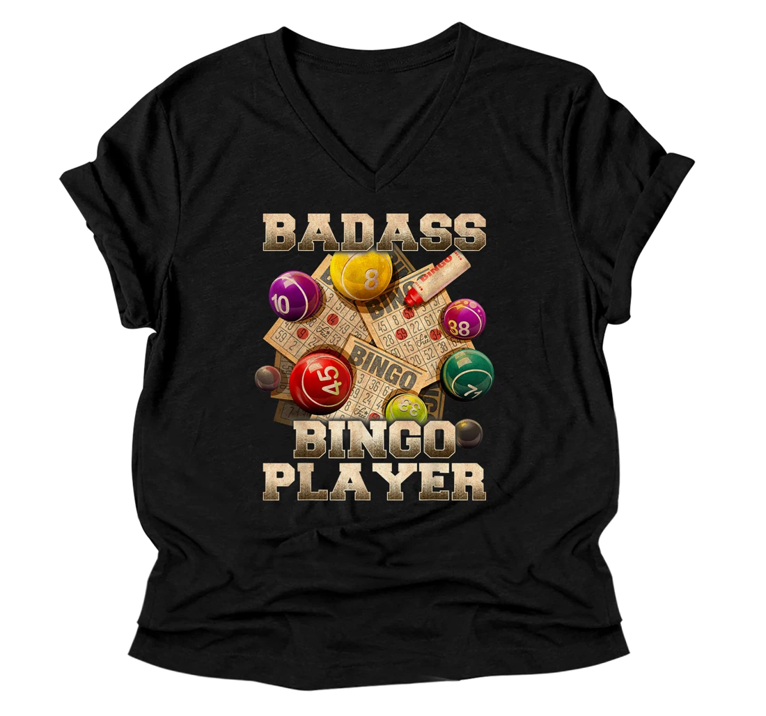 Badass Bingo Player V-Neck T-Shirt