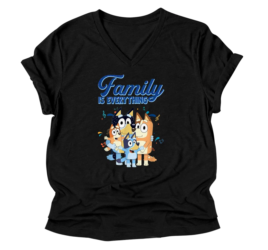 Bluey Dad Mom Family Is Everything For Mother Day Father Day V-Neck T-Shirt