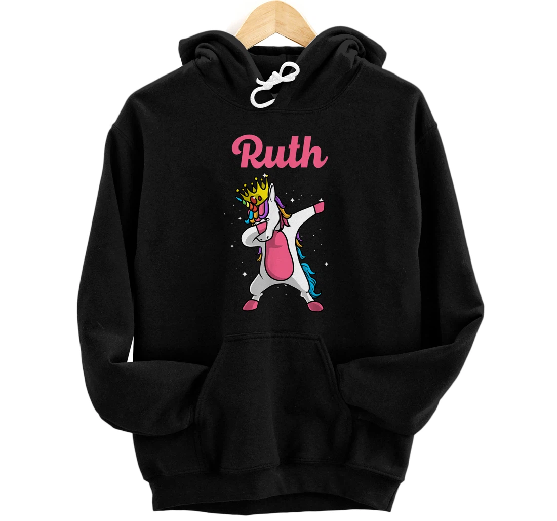 Personalized RUTH Gift Name Personalized Birthday Dabbing Unicorn Queen Pullover Hoodie