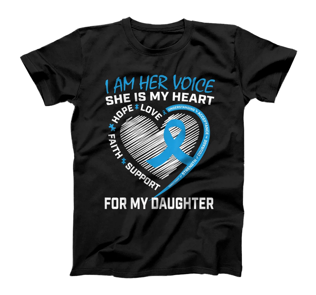 I Am Her Voice Heart I Wear Blue Daughter Autism Awareness T-Shirt, Women T-Shirt