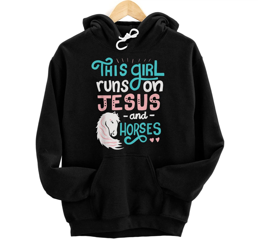 This Girl Runs on Jesus And Horses for Horse Lovers Women Pullover Hoodie