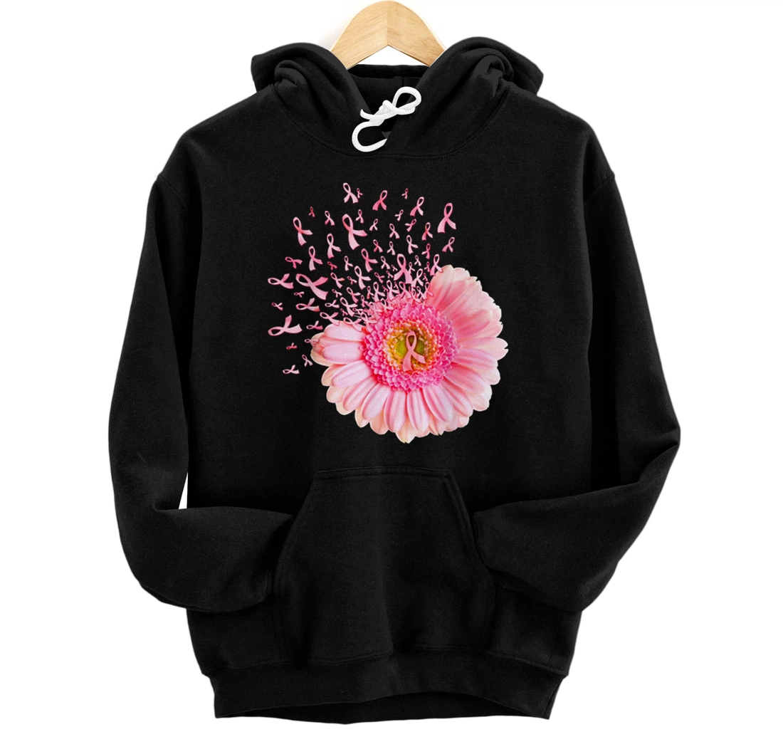 Personalized Pink Daisy Flower Breast Cancer Awareness Retro Vintage Pullover Hoodie