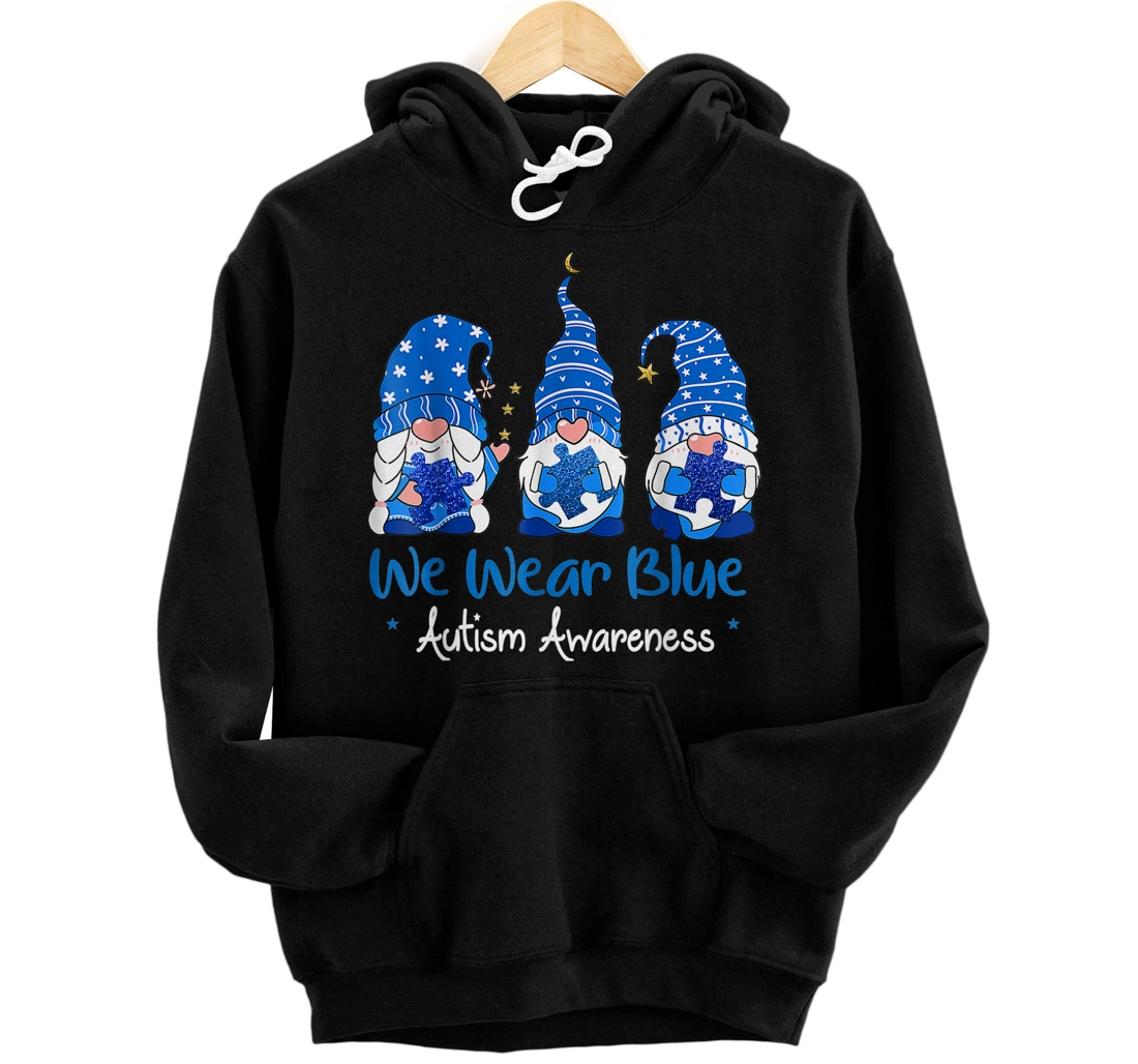 Personalized Three Gnomes Holding Blue Puzzle Autism Awareness Pullover Hoodie