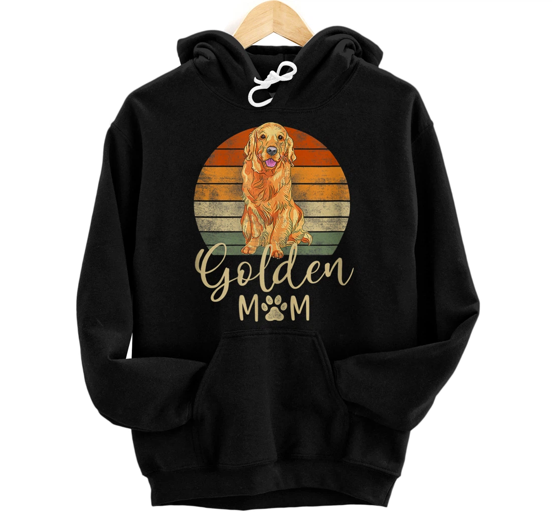Personalized Womens Golden Mom Retro Sunset Golden Retriever Lover Gift D Pullover Hoodie
