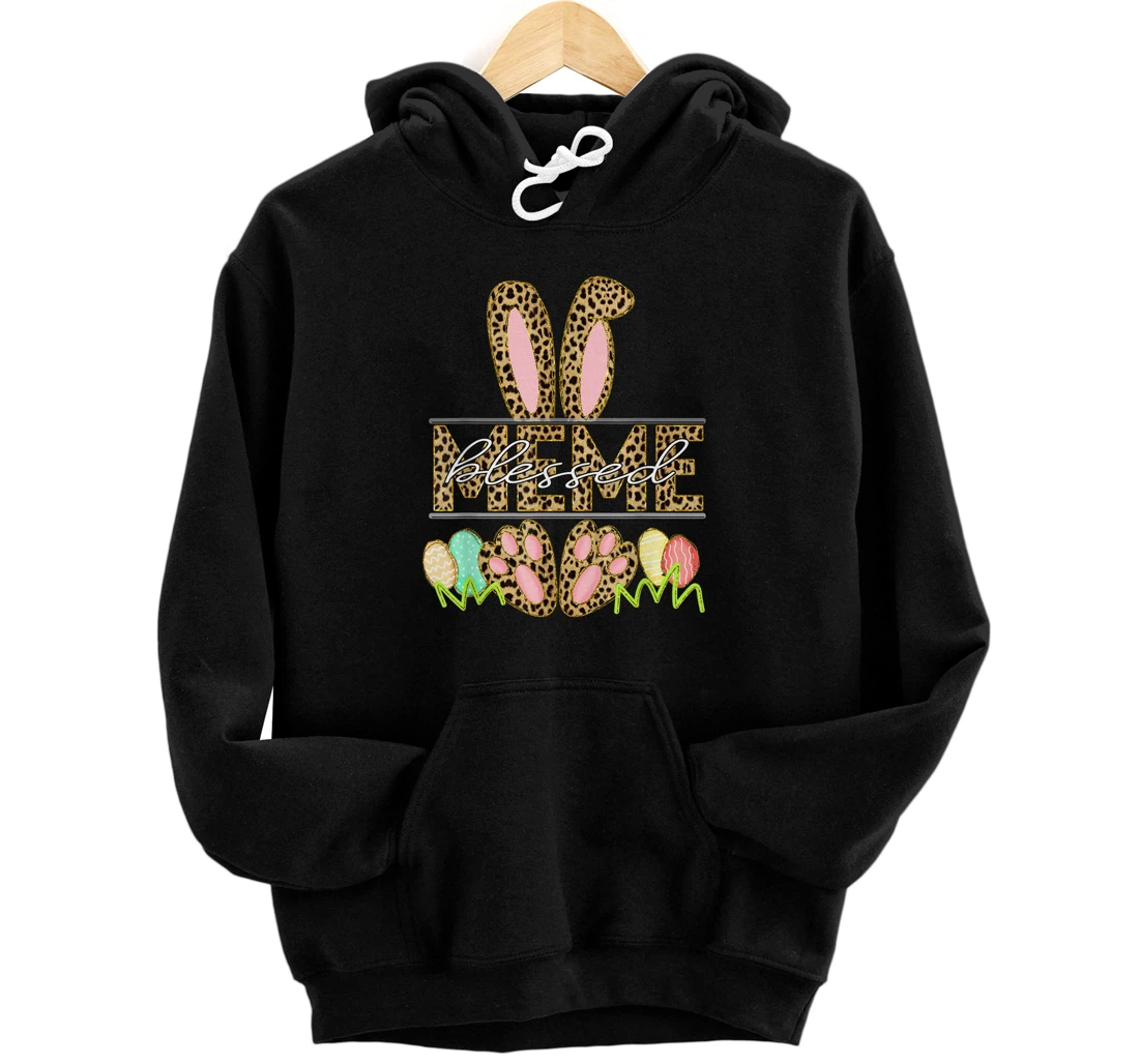 Blessed Meme Bunny Leopard - Easter Gift Pullover Hoodie