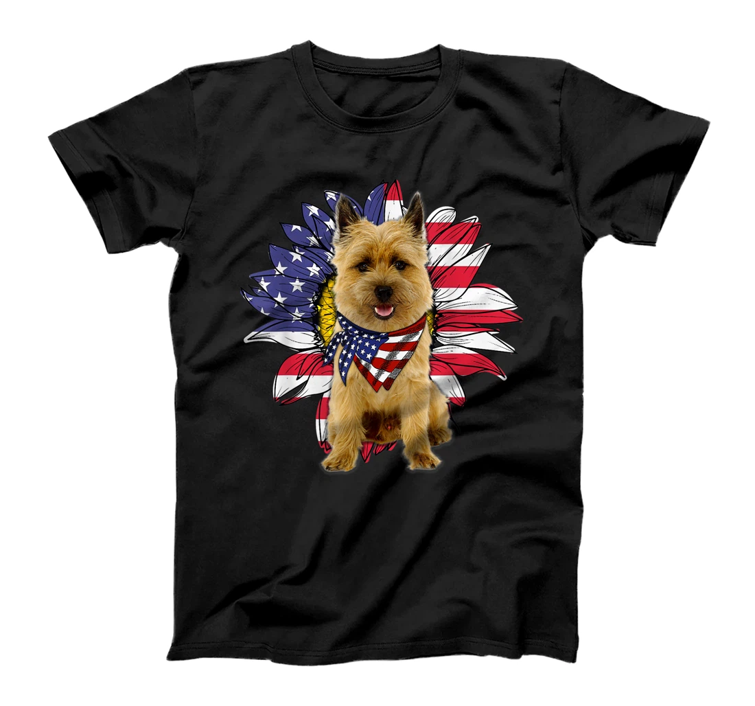 Sunflower American Flag Cairn Terrier Dog Lovers Owners T-Shirt, Kid T-Shirt and Women T-Shirt