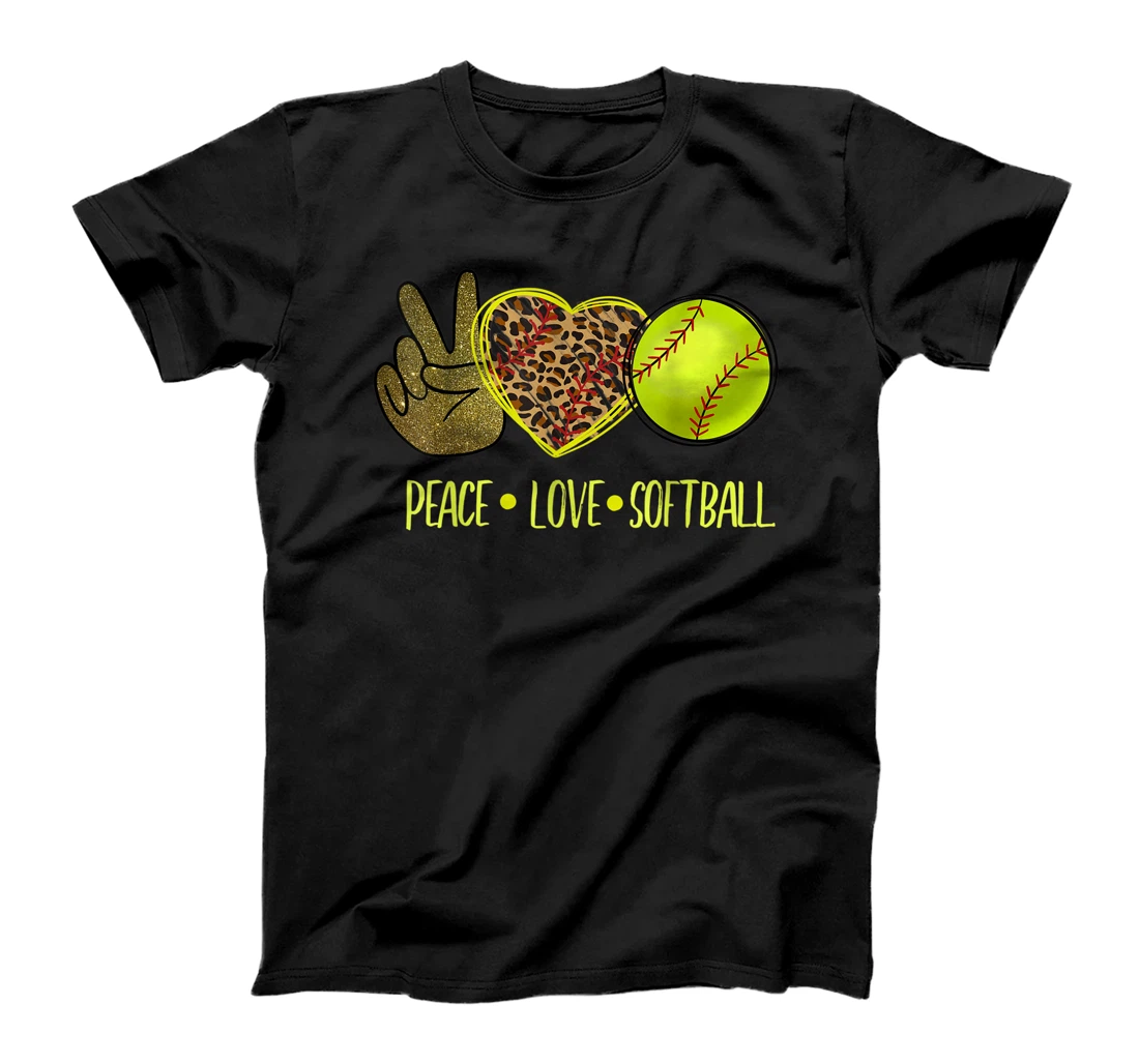 Peace Love Softball For Cute Baseball Lovers T-Shirt, Women T-Shirt