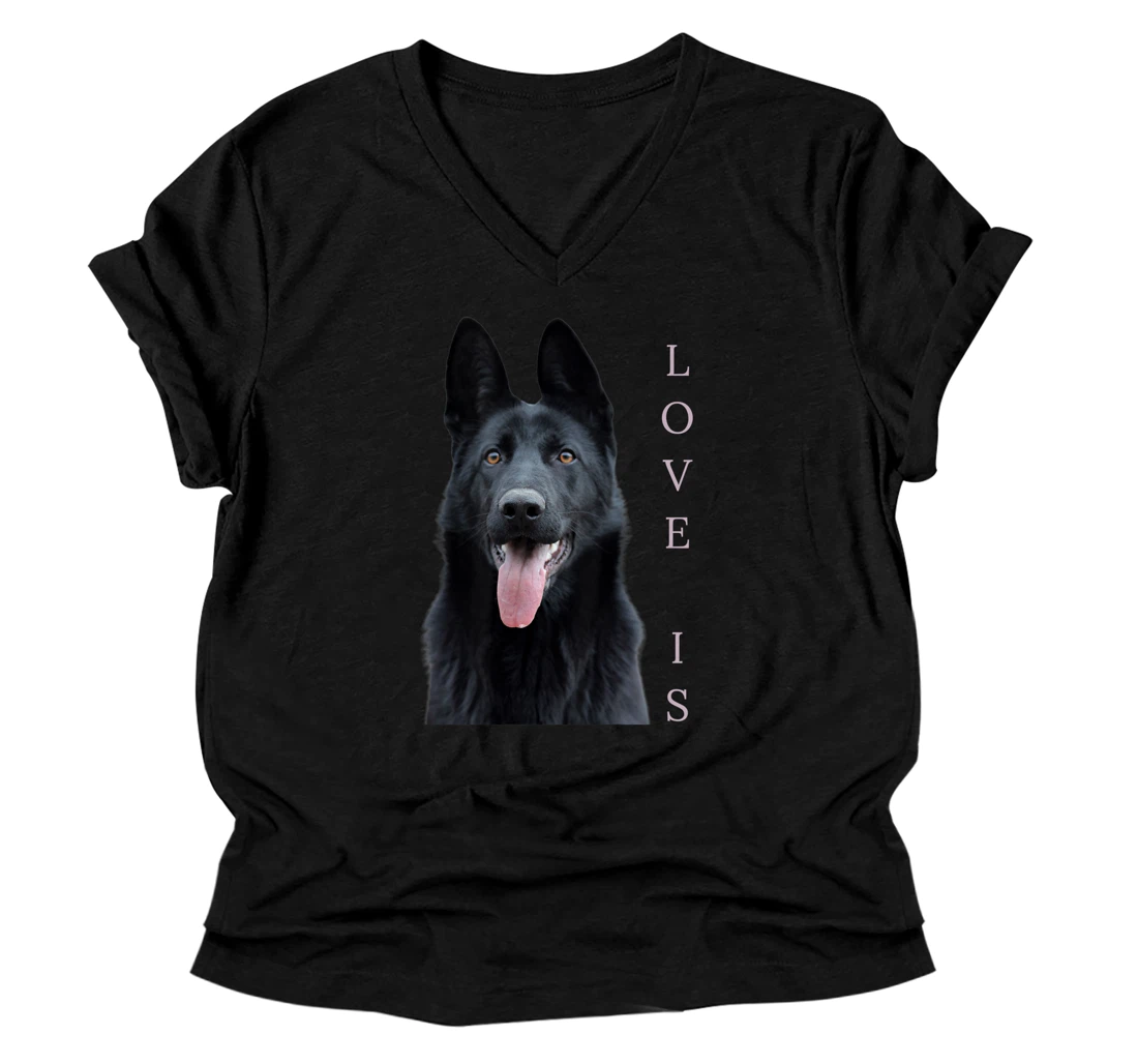 Black German Shepherd Shirt Shepard V-Neck T-Shirt Dog Mom Dad Love V-Neck T-Shirt