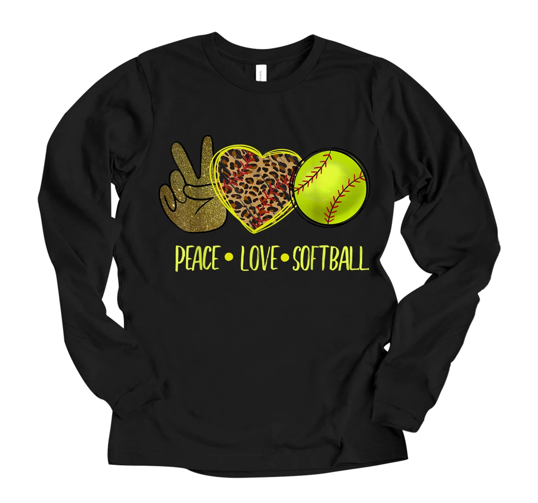 Peace Love Softball For Cute Baseball Lovers Long Sleeve T-Shirt