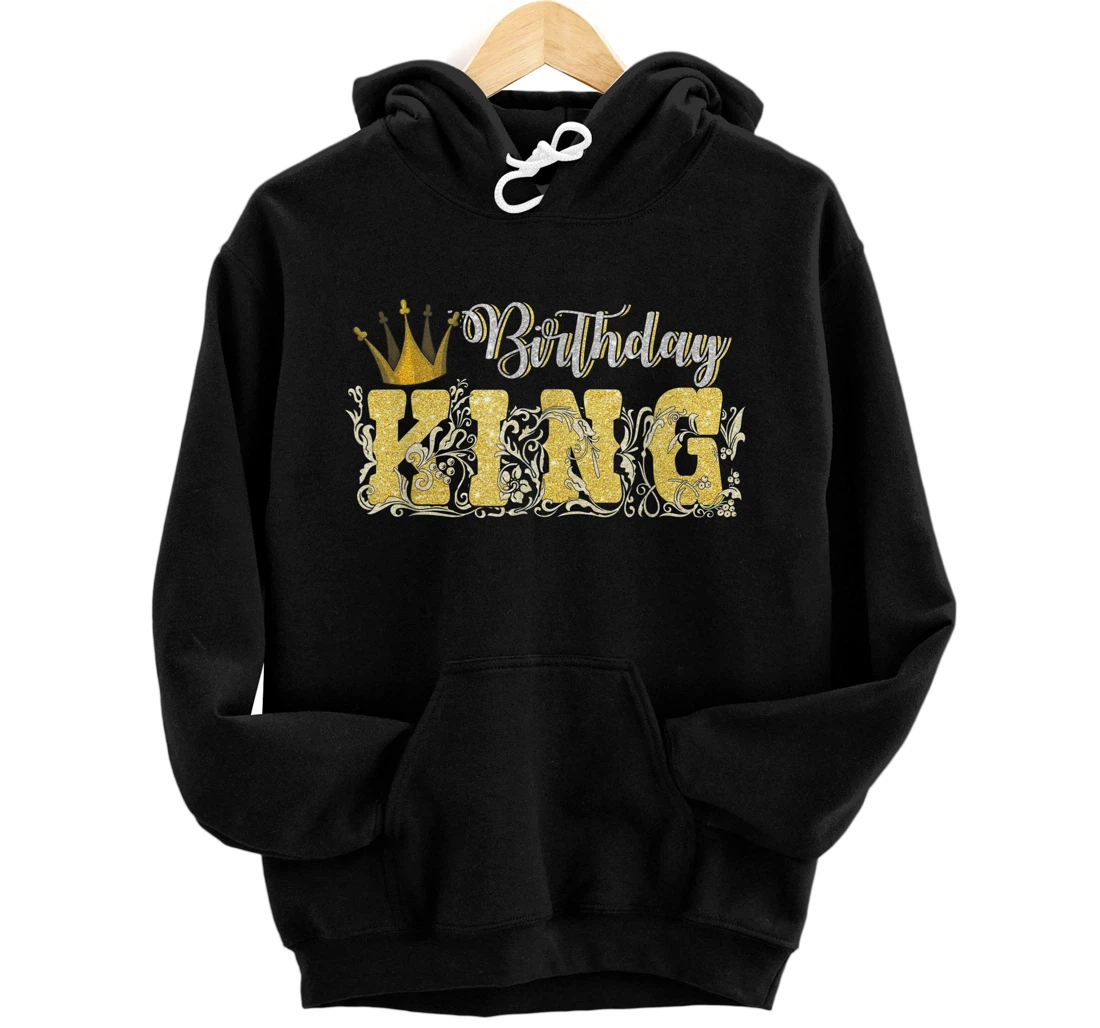 Personalized Birthday King Gold Crown Pullover Hoodie