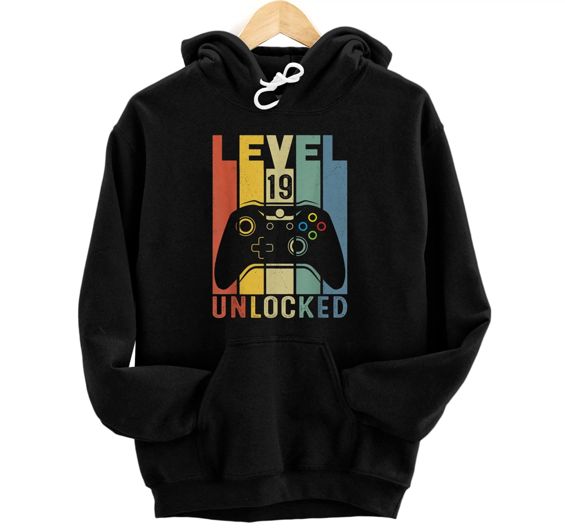 Personalized Gamer 19th Birthday Shirt Level 19 Unlocked Awesome 2002 Pullover Hoodie