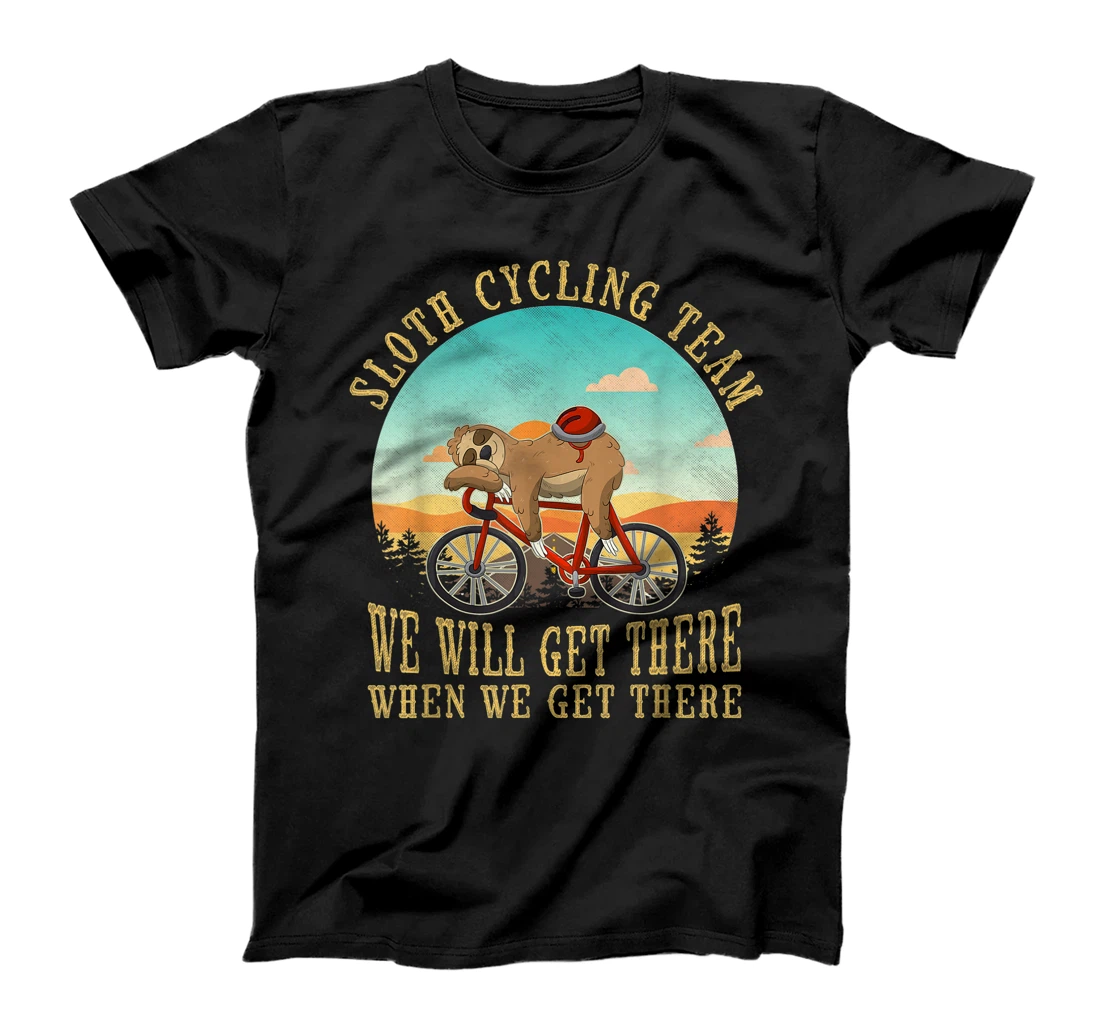 Personalized Sloth Cycling Team Vintage Retro Sunset Funny Sloth T-Shirt, Women T-Shirt