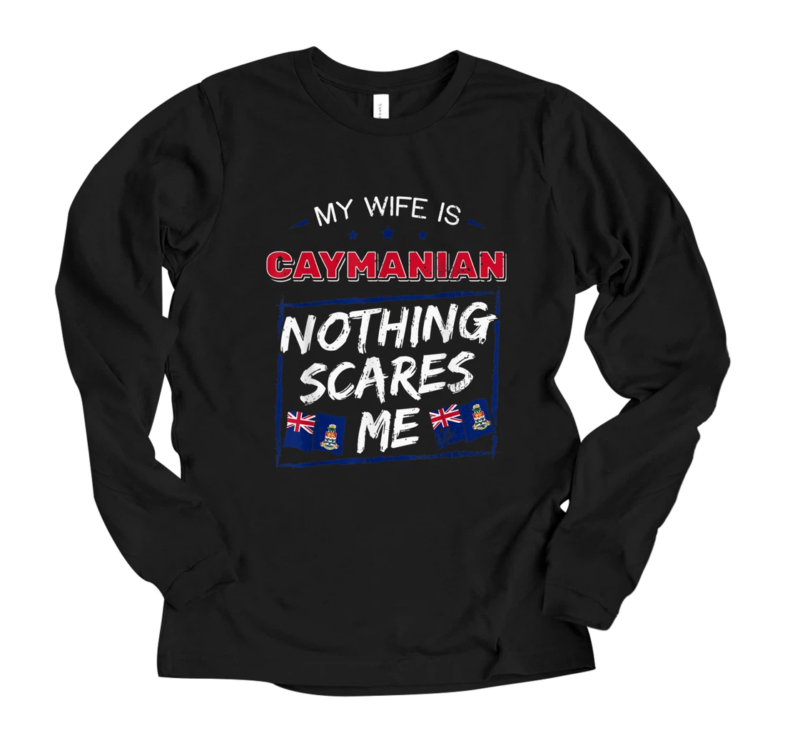 My Wife Is Caymanian Cayman Islands Heritage Roots Flag Long Sleeve T-Shirt