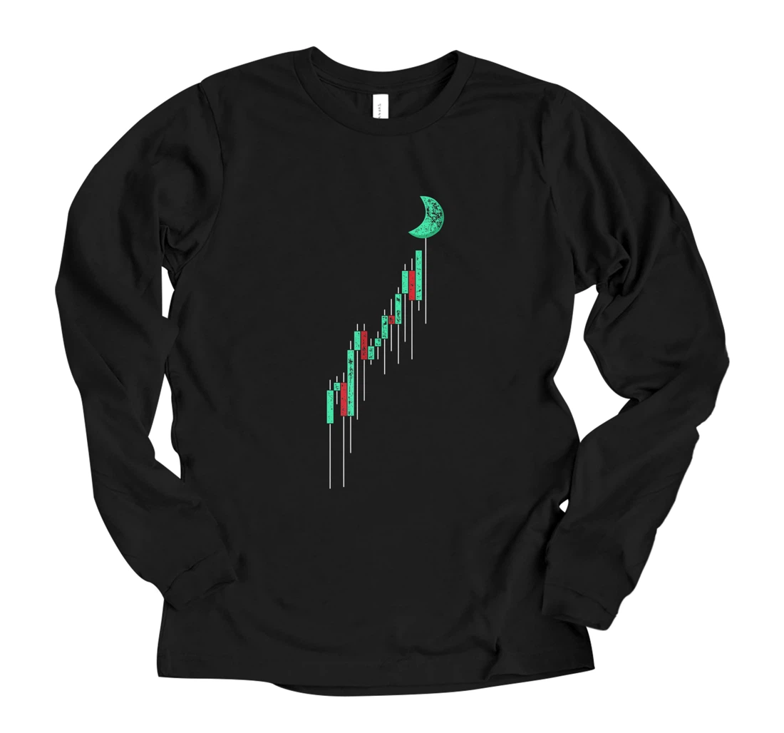 Crypto Trading Hodl Vintage Stock Chart To The Moon Long Sleeve T-Shirt