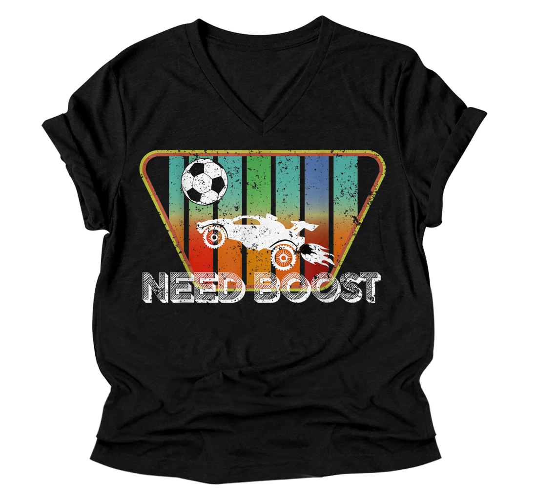 Retro Style Rocket RC Soccer Car League Gamer V-Neck T-Shirt