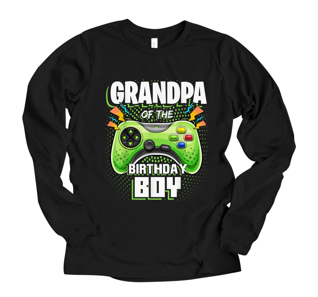 Personalized Grandpa of the Birthday Boy Matching Video Gamer Party Long Sleeve T-Shirt