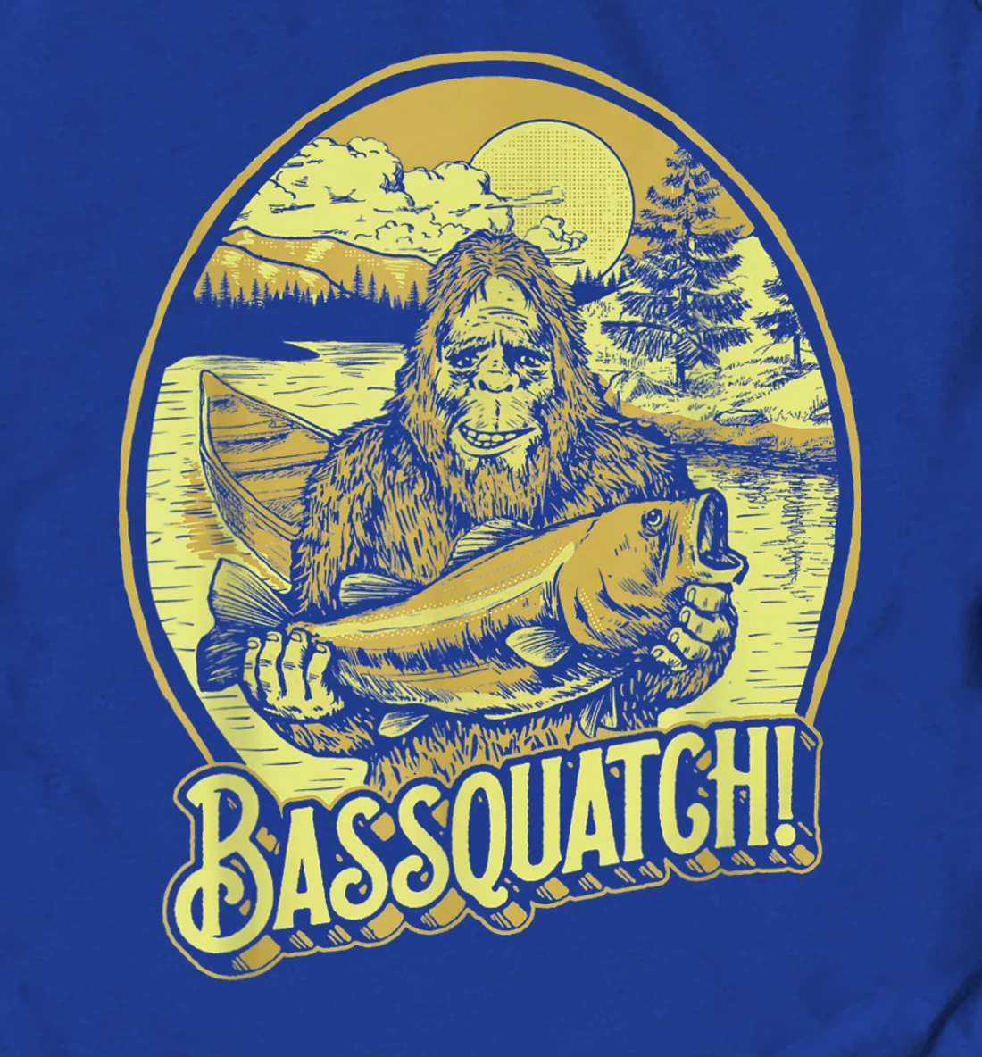 Personalized Bassquatch! Bass Fisherman Sasquatch Funny Bigfoot Fishing  Long Sleeve T-Shirt - All Star Shirt