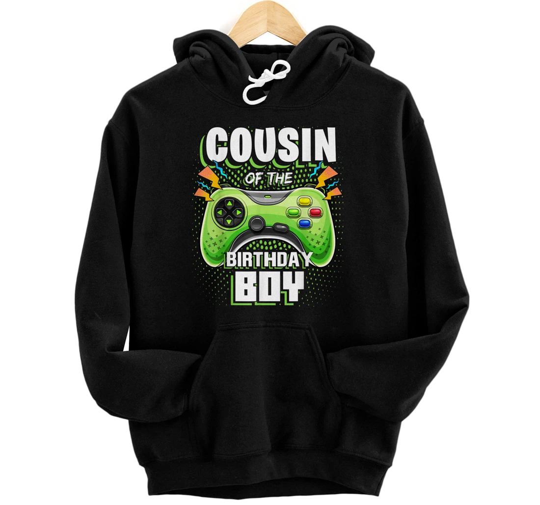 Personalized Cousin of the Birthday Boy Matching Video Gamer Party Pullover Hoodie