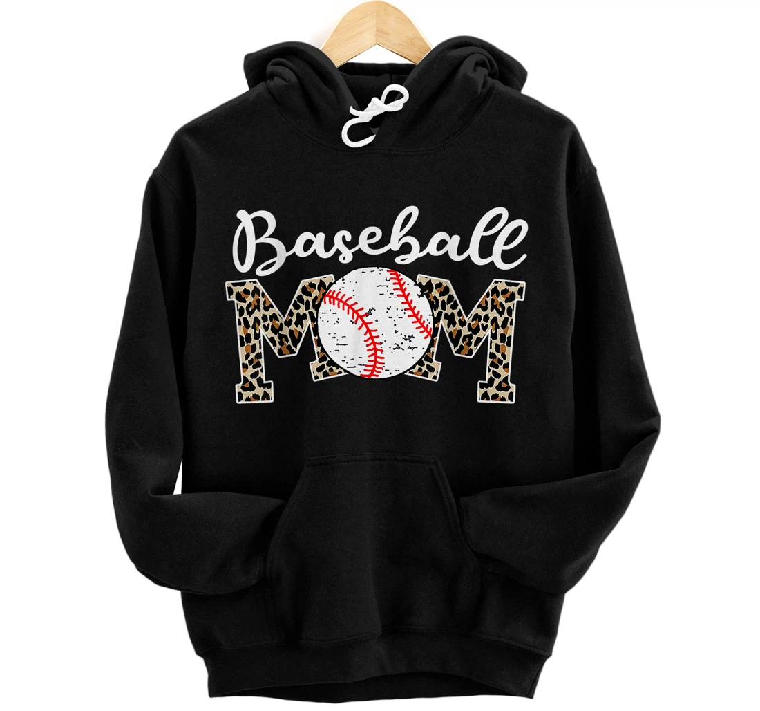 Personalized Baseball Mom Leopard Funny Softball Mom Mother's Day 2021 Pullover Hoodie